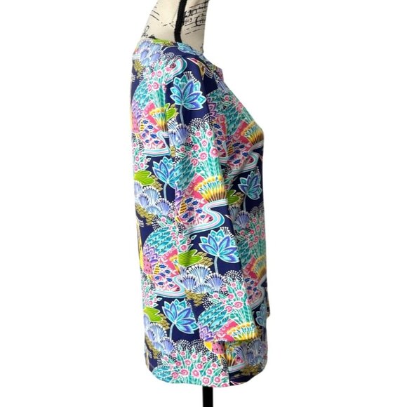J. Mclaughlin Wavesong Top Catalina Cloth Paradise Peacock Womens Size L NEW - Picture 2 of 9